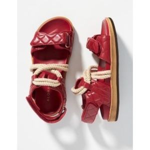 Alohas x Anthropologie Tie Up Sandals Lipstick Red Leather 41 US 10-10.5